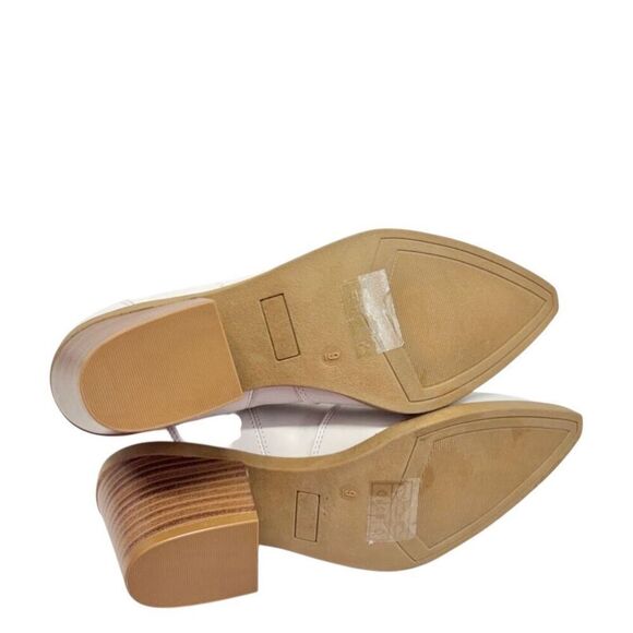 Journee Collection Western Boots Size 9 White Pointed Toe Block Heel - Picture 9 of 9